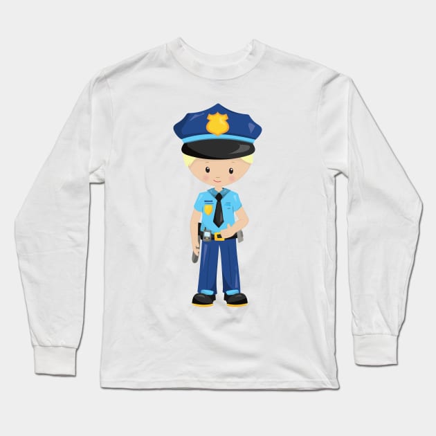 Policeman, Police Officer, Cop, Blond Hair Long Sleeve T-Shirt by Jelena Dunčević